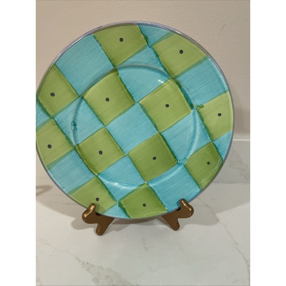 Vintage Pottery Barn 11" Sunnyside Dinner Plate Green Blue